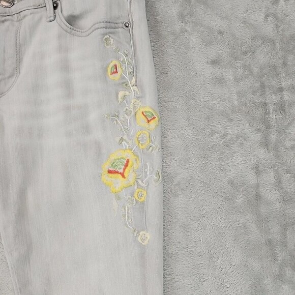 Gray Embroidered Women's Jeans - Picture 2 of 15